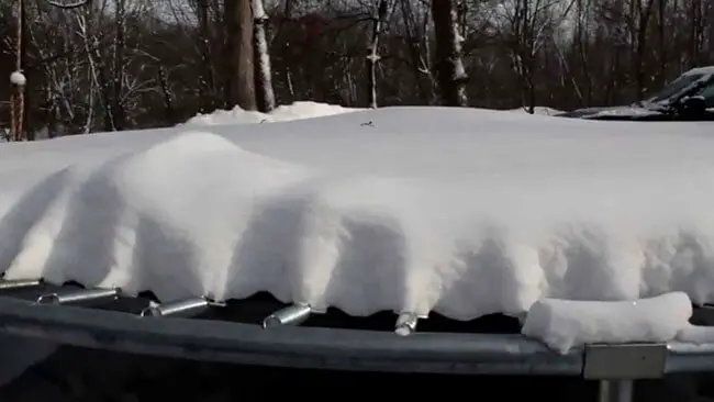 Trampoline covered in snow